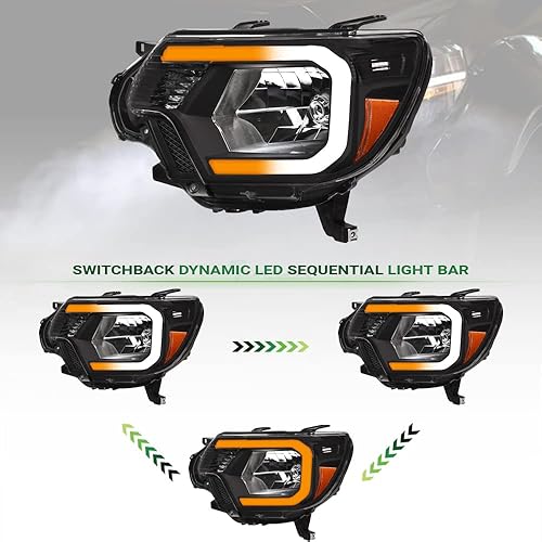 Miniatura 7 de TLAPS 7422444259296 para Toyota Tacoma 2012-2015 Switchback - Barra de tira LED secuencial con carcasa negra con reflector ámbar nb