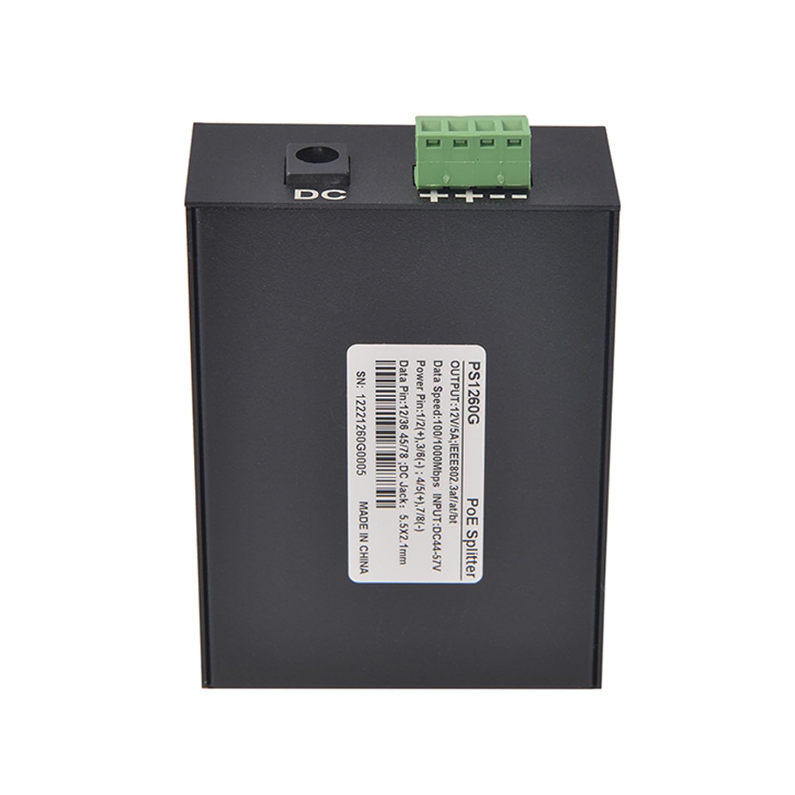 Boîtier répartiteur d'alimentation Ethernet 12 V 5 A Boîtier en métal RJ45 Séparateur d'alimentation pour appareils réseau via Ethernet Splitter