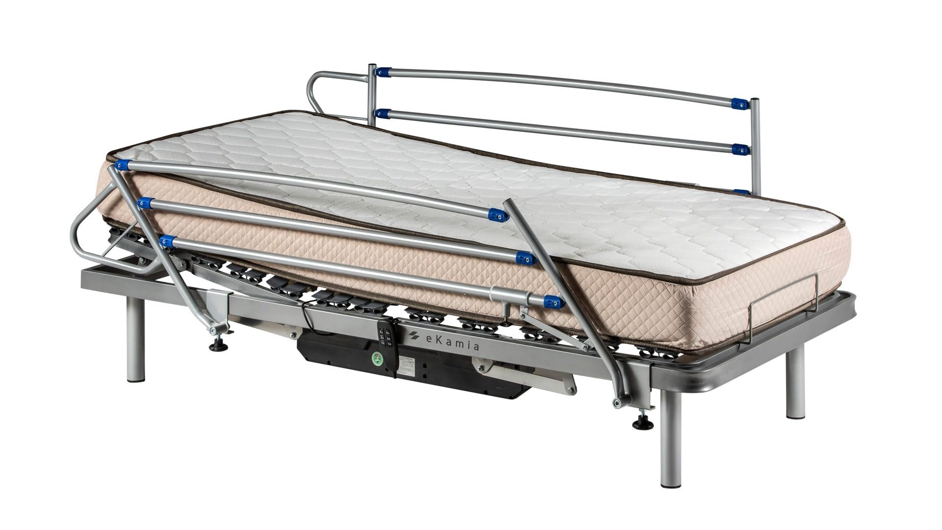 ekamia - ERIS Cama Articulada Eléctrica con colchón Wite y barandillas. - 135cm x 190cm, Mando inalámbrico