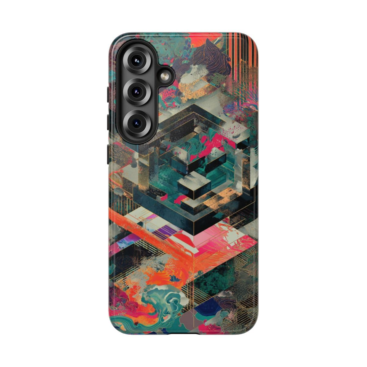Coque Samsung S25 Plus multicolore géométrique rigide et brillante - 5