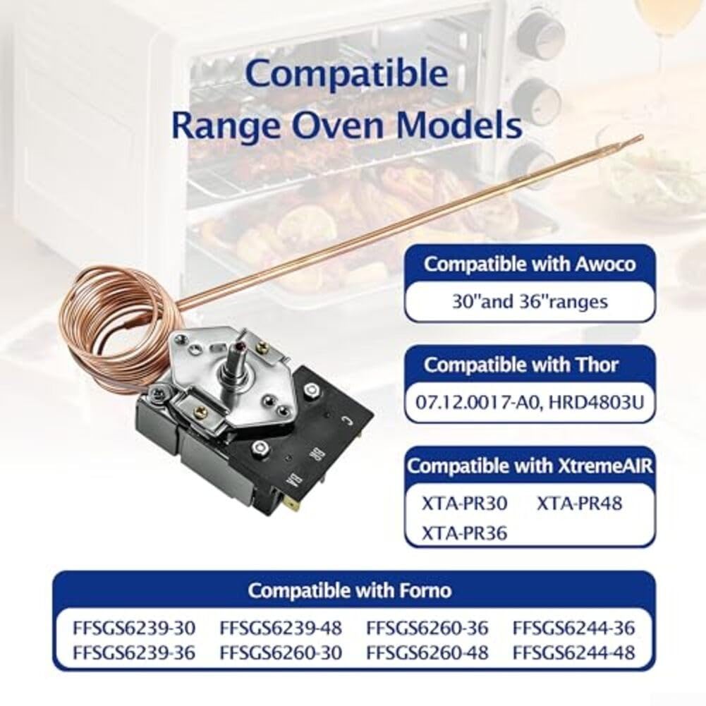 Termostato Cocina Metal 599°F para rango Amplio Temperatura Termostato