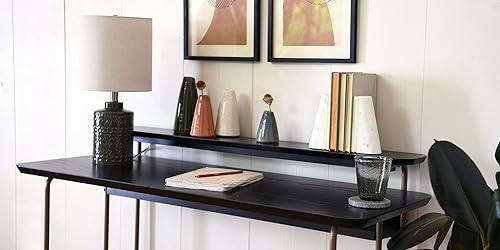 Miniatura 5 de Main + Mesa Pacifica - Escritorio moderno para computadora de mediados de siglo con chapa de madera auténtica y detalles de metal redondeados para