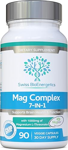 Complejo de L-treonato de magnesio 7 en 1 con 1000 mg de magteína más magnesio como bisglicinato, taurato, citrato, gluconato, malato y lactato -