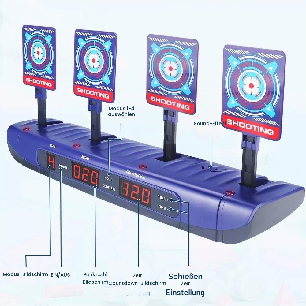 Zielscheibe für Nerf Pistole, 4 Spielmodi & 4 Ziele Elektronische Wertung Automatisches Zurücksetzen Digitale Ziele Spielzeug für 6 7 8 9 10 Jahre Kinder Jungen Geburtstagsgeschenke Ostern Geschenkes