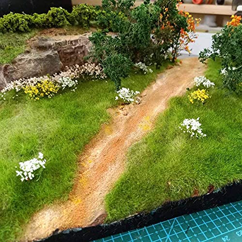 Tiardey Flower Grass Tufts Sand Table Set, Terrain Model Kit, Shrub Flower Cluster, Used for Miniature Landscapes, Sand Table Theme Models, Scenery Model - White Shrub