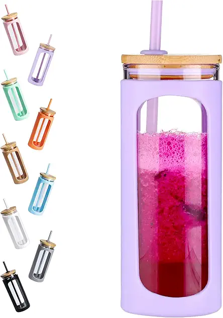 Kodrine 20oz Glass Water Tumble with Straw and...