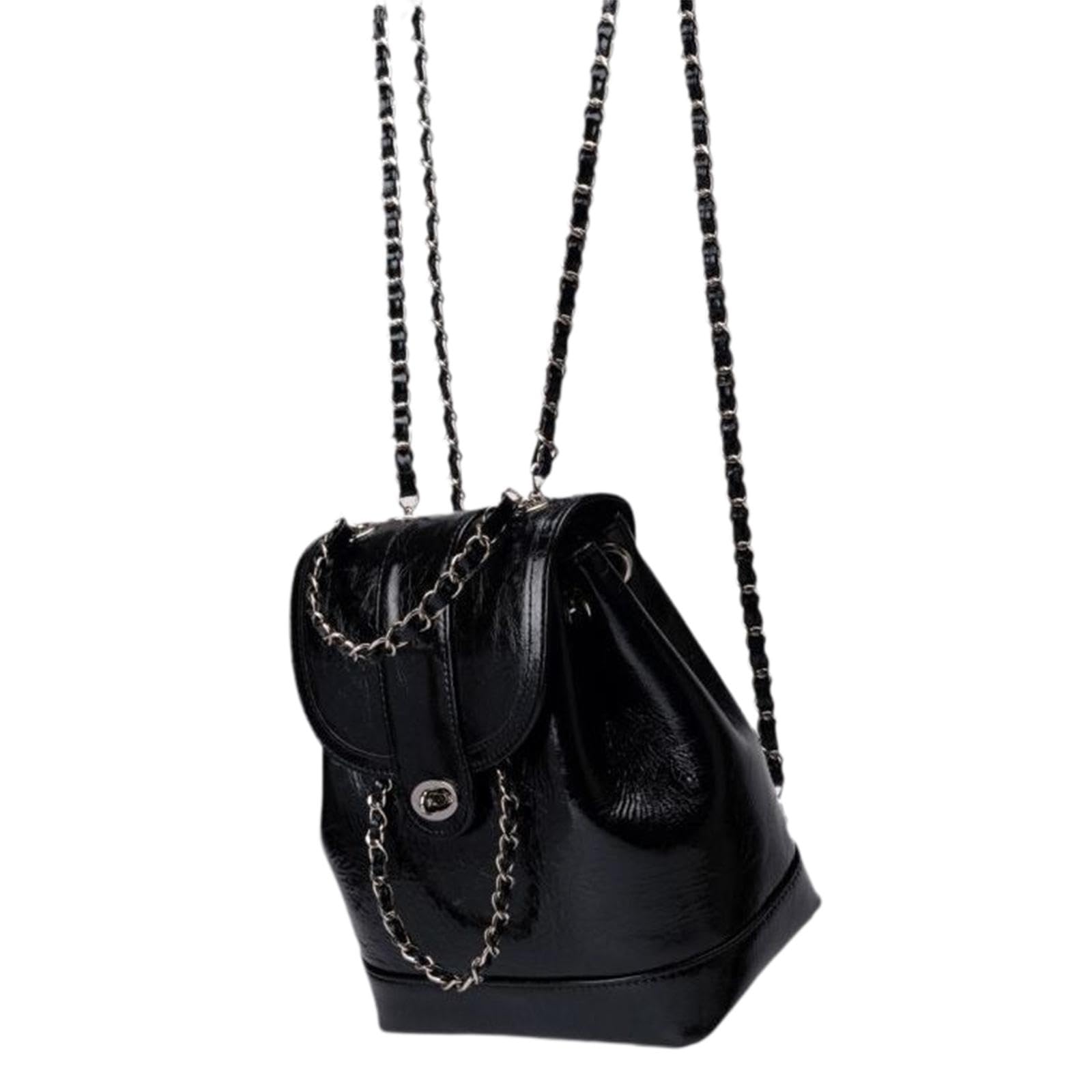 Colaxi Chain Shoulder Straps Pack School Backpack School Bag Versatile Fashion Handbag Cute Backpack for Party Travel Camping Female Black