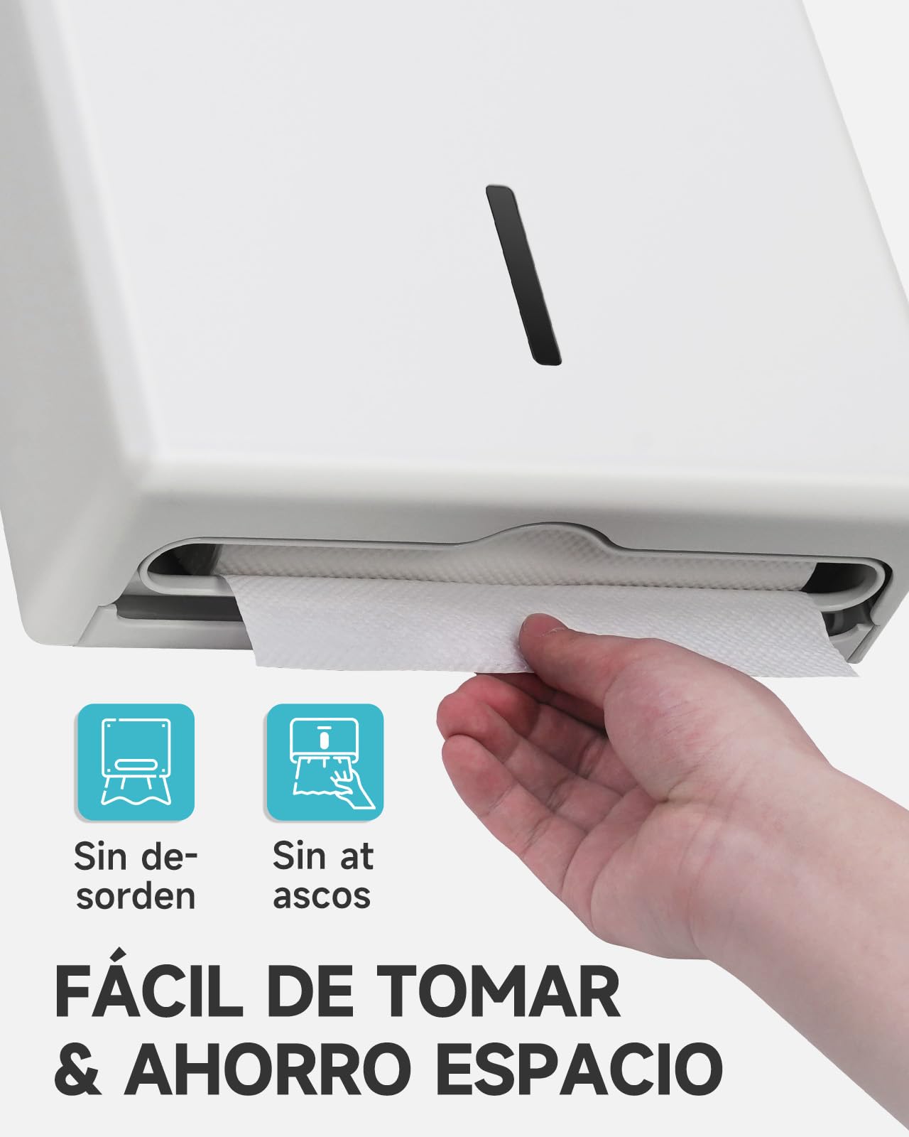 AIKE Dispensador Estándar De Toallas De Papel, 400-Hojas De Pared para Toallas H2, Pliegue Z Y Multipliegue (Tamaño ≤25,2 * 9cm), AK5302