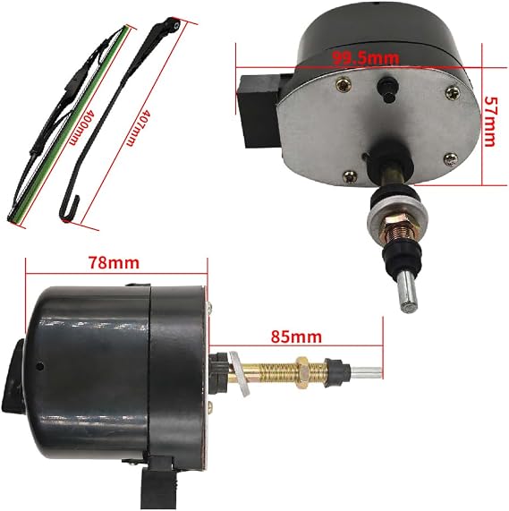 12V Universal Windscreen Wiper Motor with Arm and Blade Compatible with Tractor Fishing Boat ATV UTV