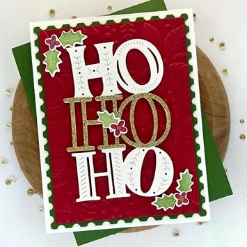 Lapoo Christmas Metal Cutting Die for Scrapbooking, 3D Backgrounds Frame New Cutting Dies DIY Album Card Making Decor Paper Metal Die Cuts Party Wedding Decorations Santa Claus Hohoho 4 x 2.8 in