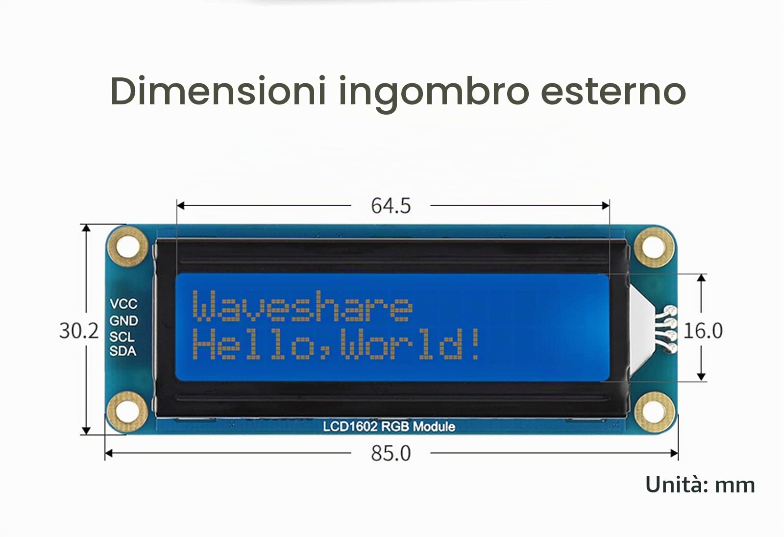 1602 Display LCD Modulo 16x2 Caratteri Modulo LCD Retroilluminato RGB 16M Colori, Compatibile 3.3V/5V, Bus I2C, per Raspberry Pi/Pi Pico, Jetson Nano, Arduino