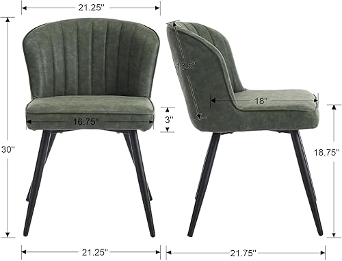 Miniatura 10 de EALSON Juego de 2 sillas de comedor modernas tapizadas de cuero con patas de metal, cómodas sillas de cocina sin brazos para sala de estarcomedor,