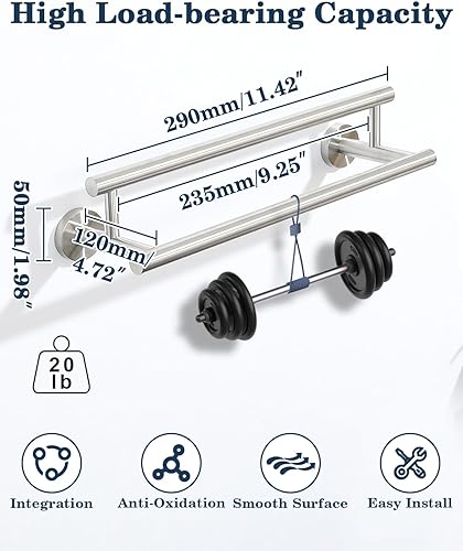 Miniatura 2 de Alise GYT6902-400-LS - Toallero doble de acero inoxidable SUS304 para baño, toallero de 16 pulgadas, de acero inoxidable, GYT6902-400-LS de níquel