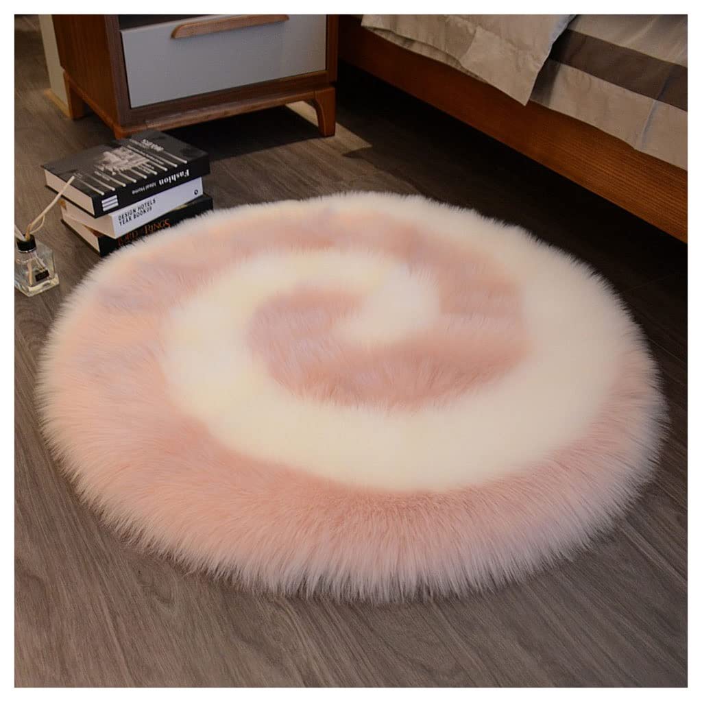 Nowoczesny Dywan Miękkie okrągłe dywaniki Puszysty kudłaty dywanik na dywan na podłogę w salonie Dywan do Salonu (Material : C, Size : 80cm)