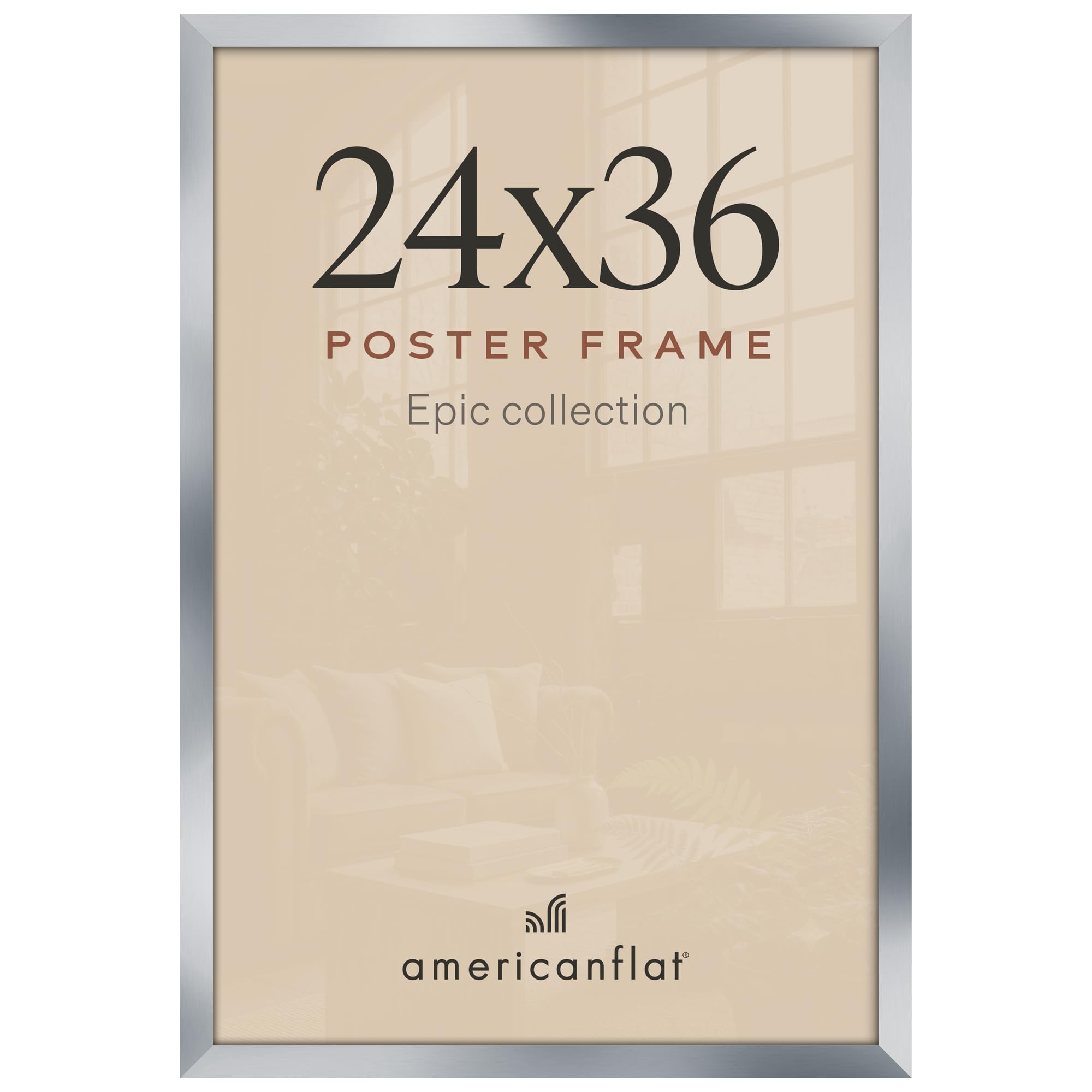Americanflat 24x36 Poster Frame - Engineered Wood - Silver