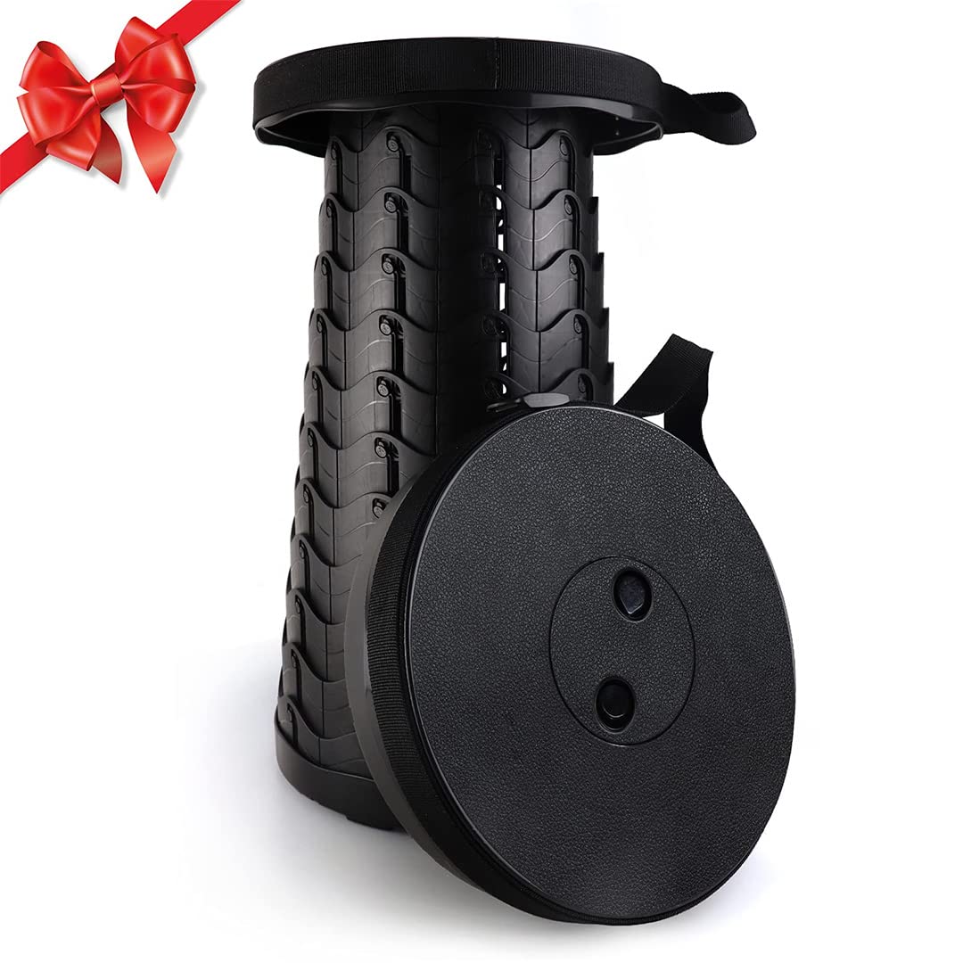 ArabestAdjustable Folding Stool, 1 Pcs Upgraded Portable Retractable Telescoping Stool, Collapsible Seat Lightweight and Sturdy, Suitable for Camping Fishing Hiking Travel Garden Outdoor and Indoor