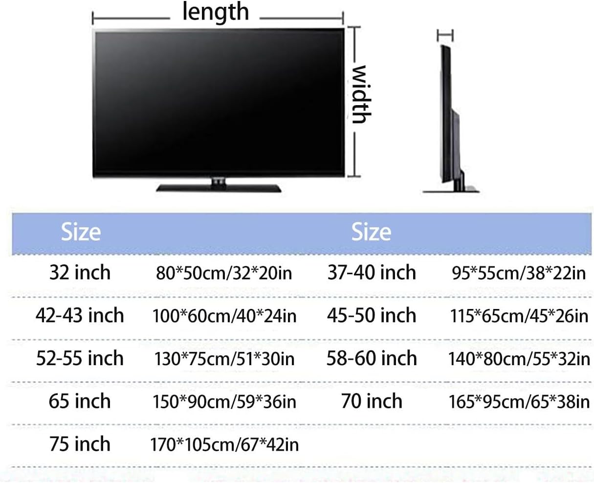 Lace Tv Cover Universal Tv Enclosure Dustproof Cover Display Protectors, Soft Fabric Tv Dust Cover for 32-85 Inch Tvs, Decorative Tv Screen Protector(75inch,White E)