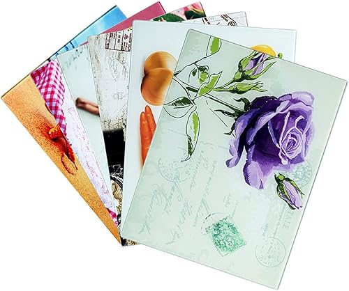 Tabla de cortar de vidrio templado de 12 piezas de 15.4 x 11.2 pulgadas, juego de espacios en blanco para sublimación con revestimiento blanco