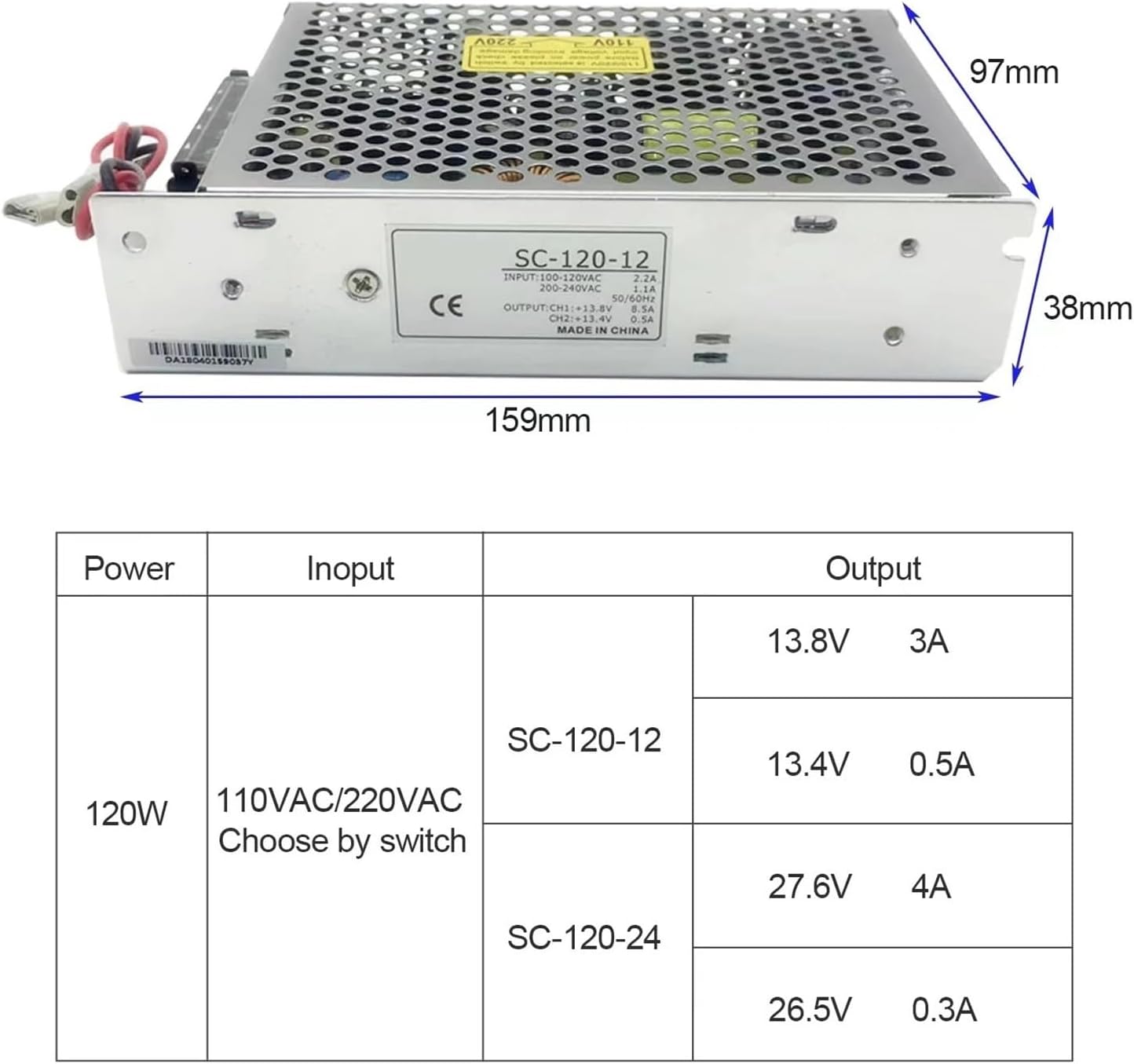 SC-120W-12 120W 12V universal AC UPS/Charge function monitor switc