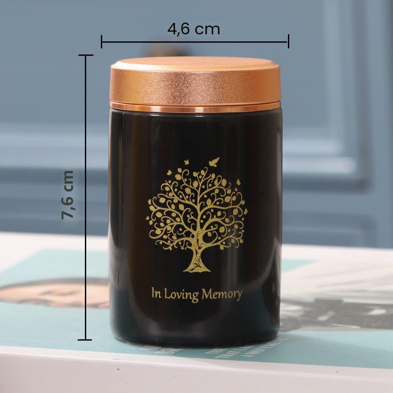 Kleine Urne für Menschliche Asche - 7,6 cm Großer Baum des Lebens Handgefertigte Mini-Urne aus Keramik - Schönes Andenken - Fasst 12,7 Kubikzoll Asche