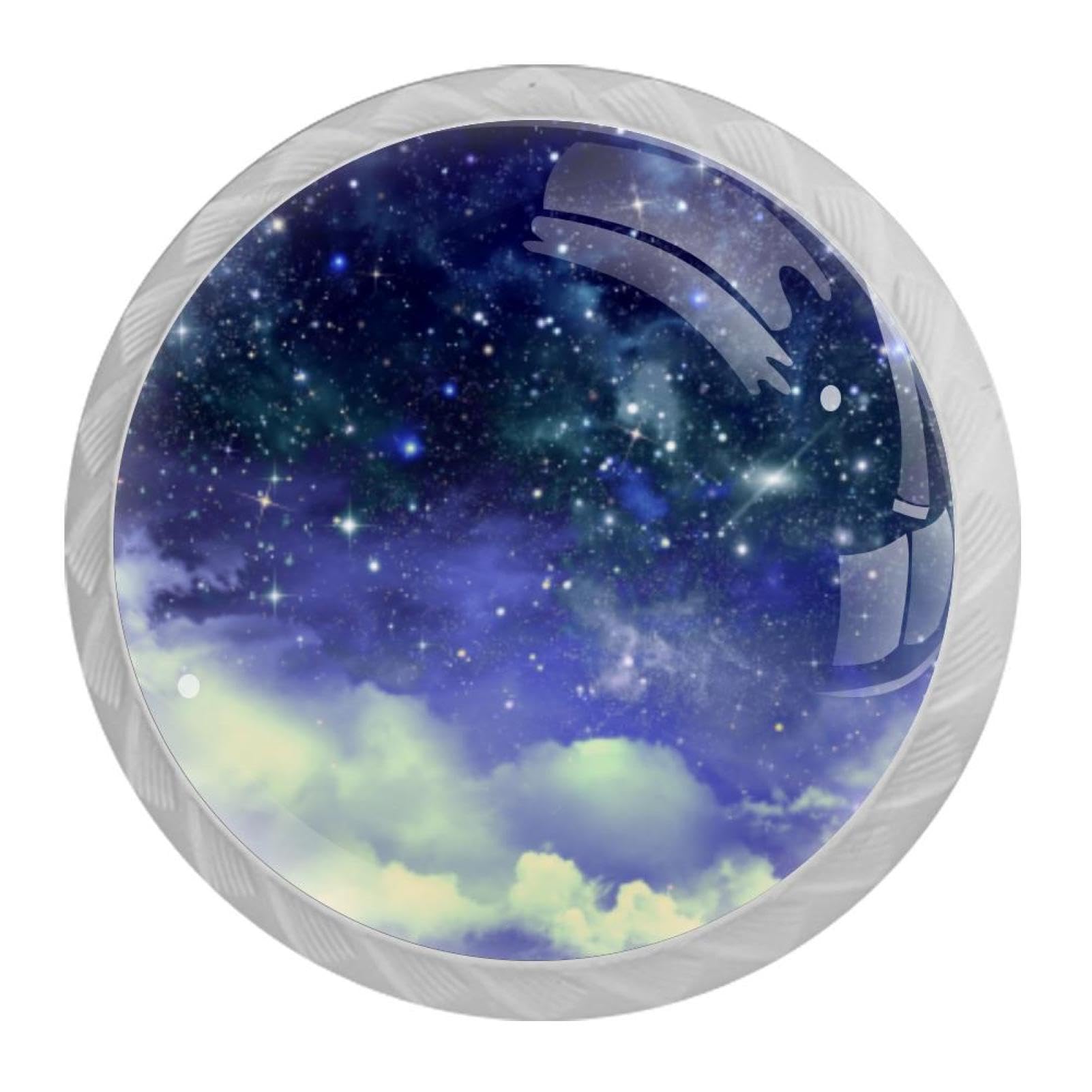 Tqmspg 4 Pieces Drawer Pulls Starry Sky Clouds Door Knobs Dresser Handles for Kitchen Wardrobe Cupboard Hardware Furniture