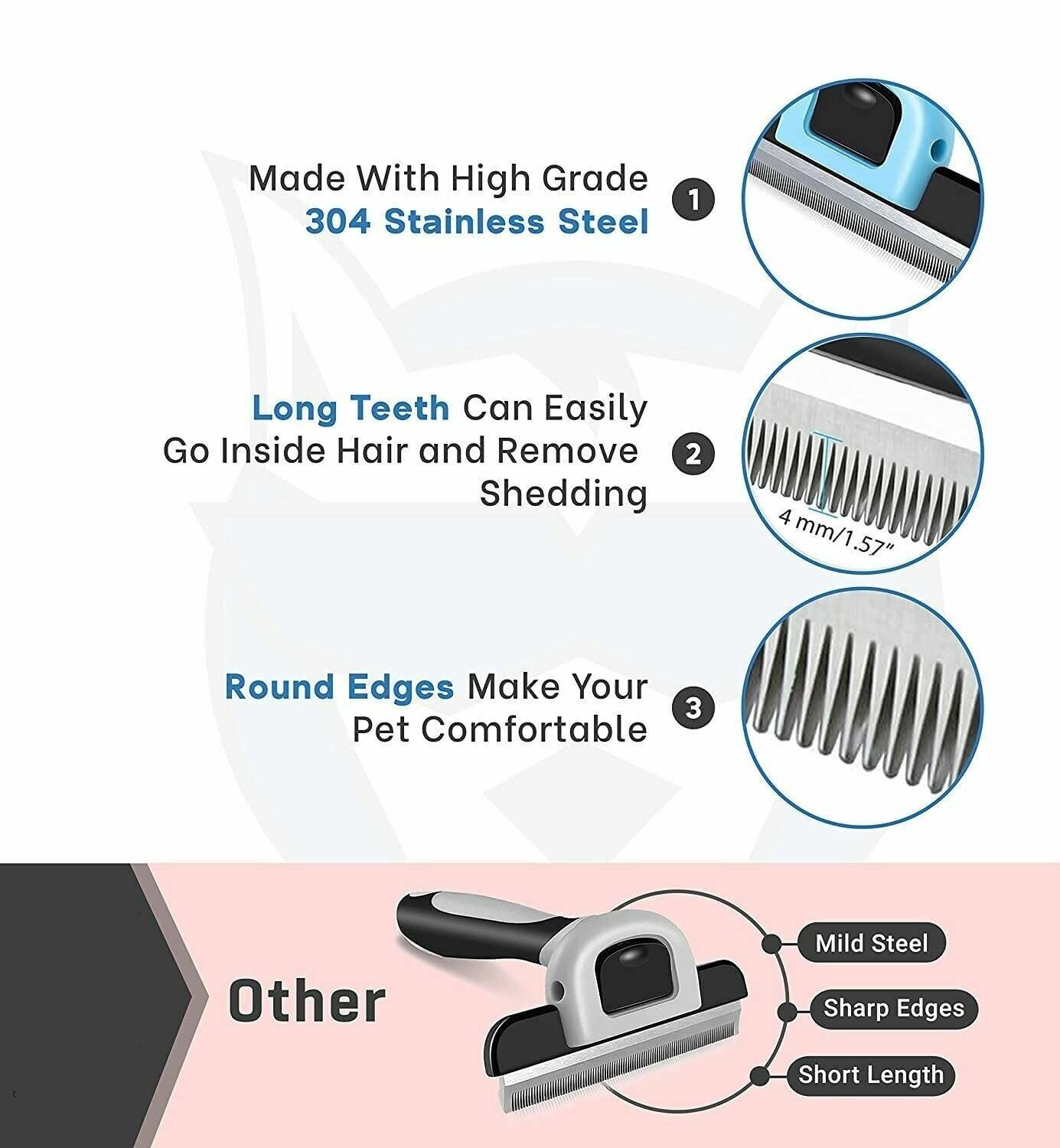 Brosse de toilettage sans irritation pour animal domestique (court, moyen, long)