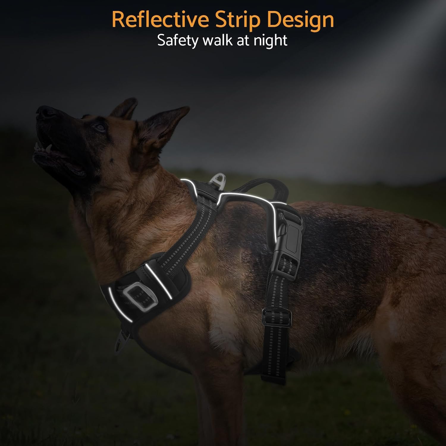 No-Pull Adjustable Dog Harness for Large Dogs 2 Leash Clips,Reflective,No-Choke,Soft Padded Vest with Breathable Mesh & Easy Control Handle for Walking and Training,XL