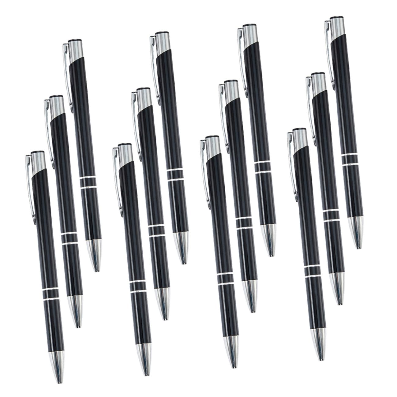 48 Pezzi Penna a Sfera in Metallo Nera Design Elegante e Resistente, Versatile per Uso Ufficio e Scuola, per Adulti e Studenti