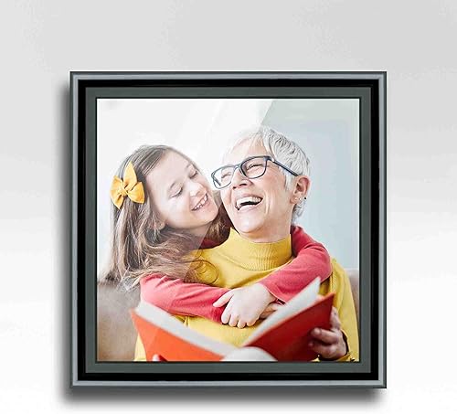 Miniatura 4 de Marco de fotos de madera real negra de 10 x 10 pulgadas de ancho de 1.25 pulgadas Profundidad del marco interior de 0.5 pulgadas Marco de fotos de