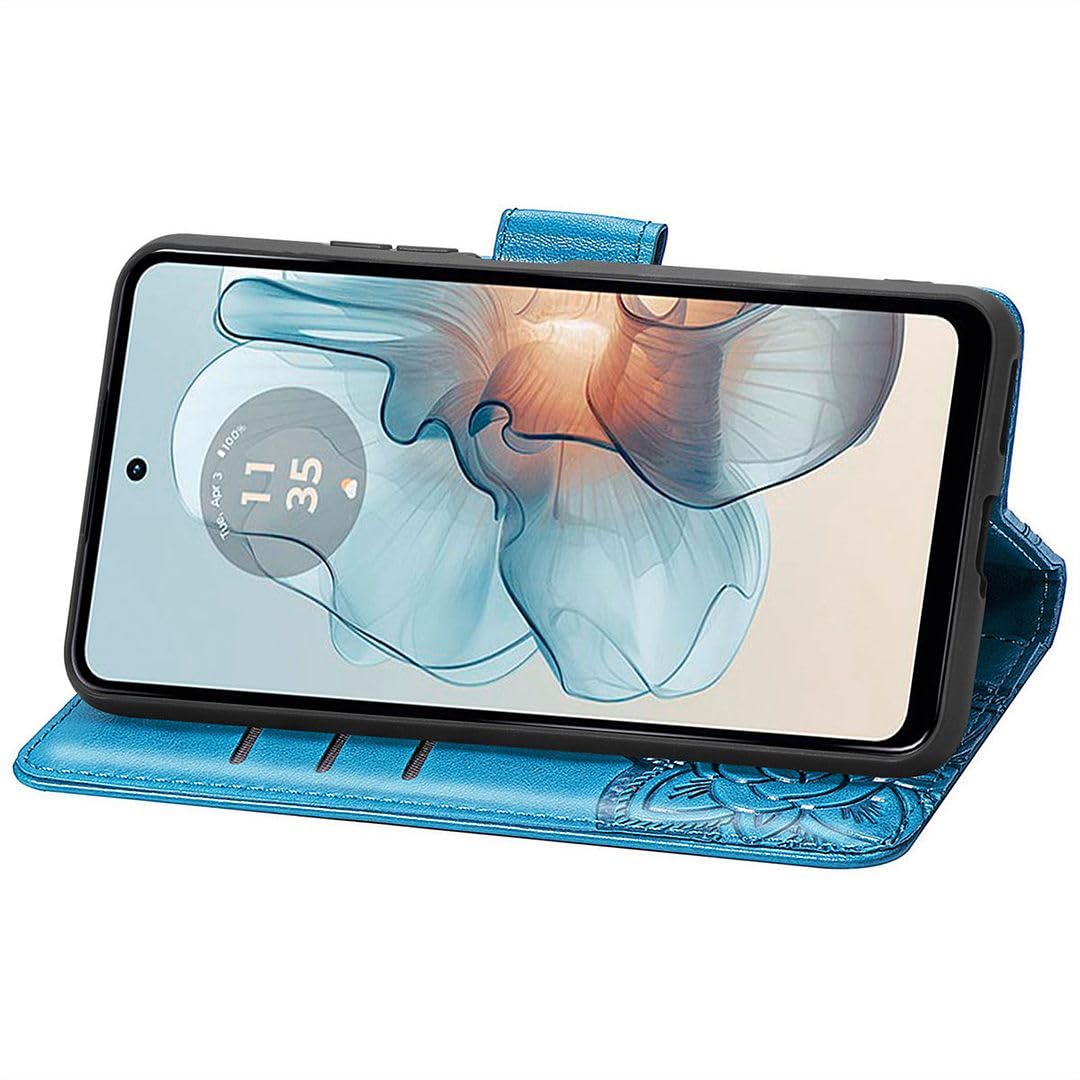 HAOYE Funda Para Xiaomi Poco X7 Pro 5G, Suave TPU/PU Cuero Flip Carcasa Case Cover, Magnética En Relieve De La Mariposa, Billetera Con Soporte/Tapa Tarjetas. Azul