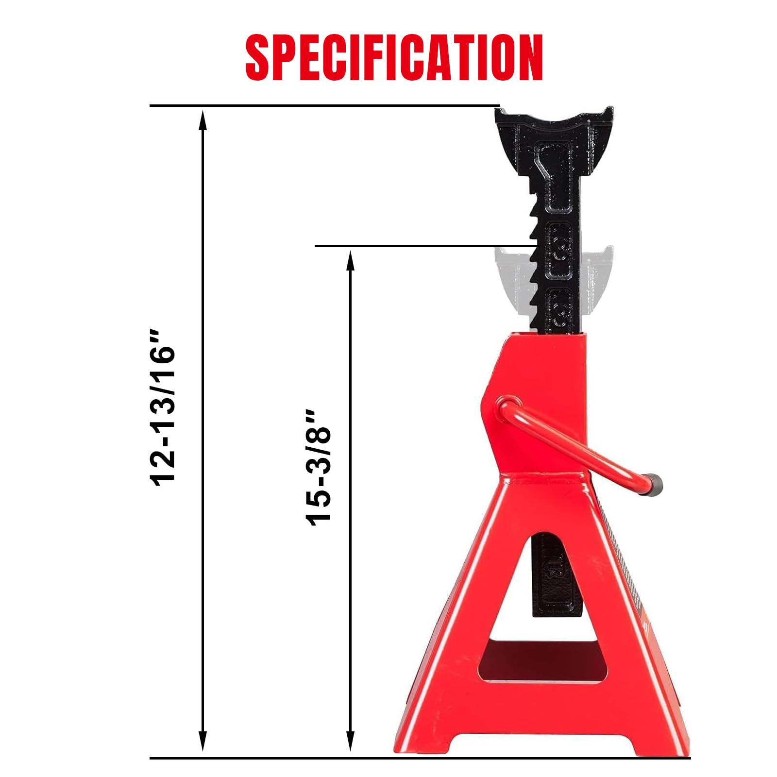 BIG RED T46202 Torin Steel Jack Stands: 6 Ton (12,000 lb) Capacity, Red, 1 Pair