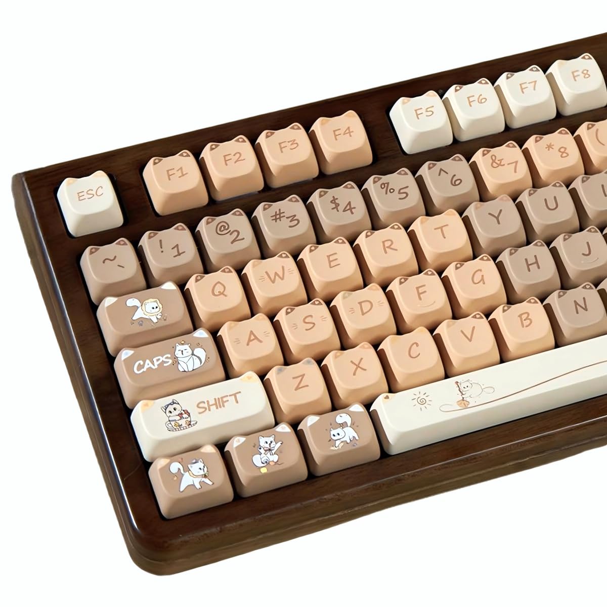 COOMICKEY PBT Keycaps 140 Keys Cute Keycaps Dye-Sublimation Cat Key Cap Mao Profile Custom Keycap Set for Cherry Gateron MX Swithes Mechanical Keyboards