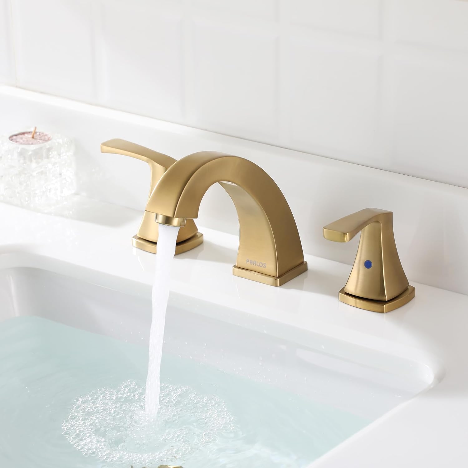 PARLOS 2-Handle Widespread Bathroom Faucet with Metal Pop Up Drain and cUPC Faucet Supply Lines, Brushed Gold, Doris 1417208 - Image 9