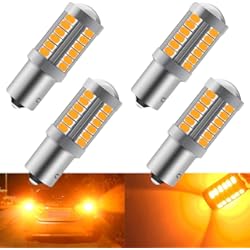 Luces Tablero Nissan Terrano 2 4 unids Ámbar 1156 BAU15S P21W 5630 33SMD Bombillas LED para autos 900LM señales de giro luz súper brillante de Freno Luz señales de giro delantera y trasera 12-30V 3.6W