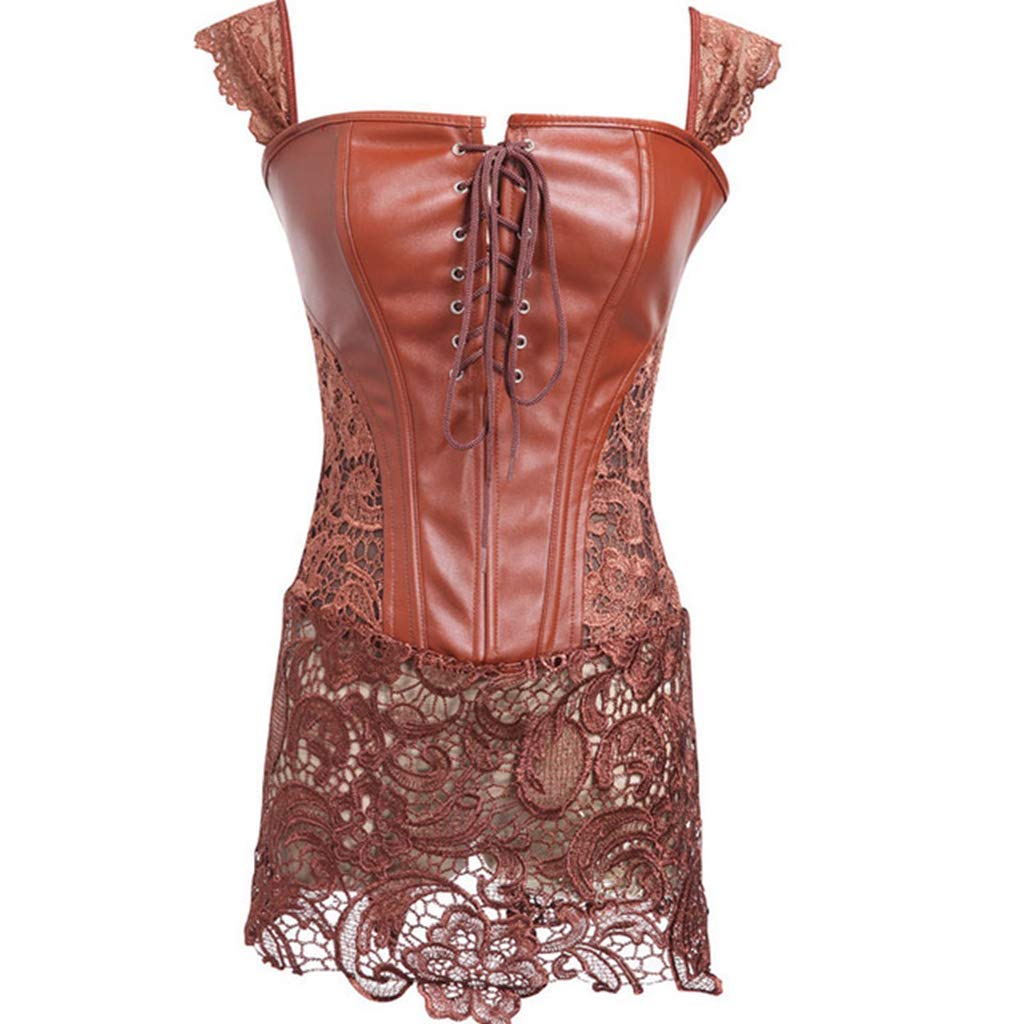 Sexy Corset Steampunk Faux Leather Lingerie Corset Leather Lace Underbust  Corset