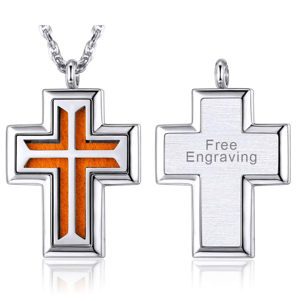 Supcare Aromatherapy Essential Oil Diffuser Necklace Personalized Pendant Stainless Steel, Free Engraving Custom Necklace for Men Women Unique Birthday Gift