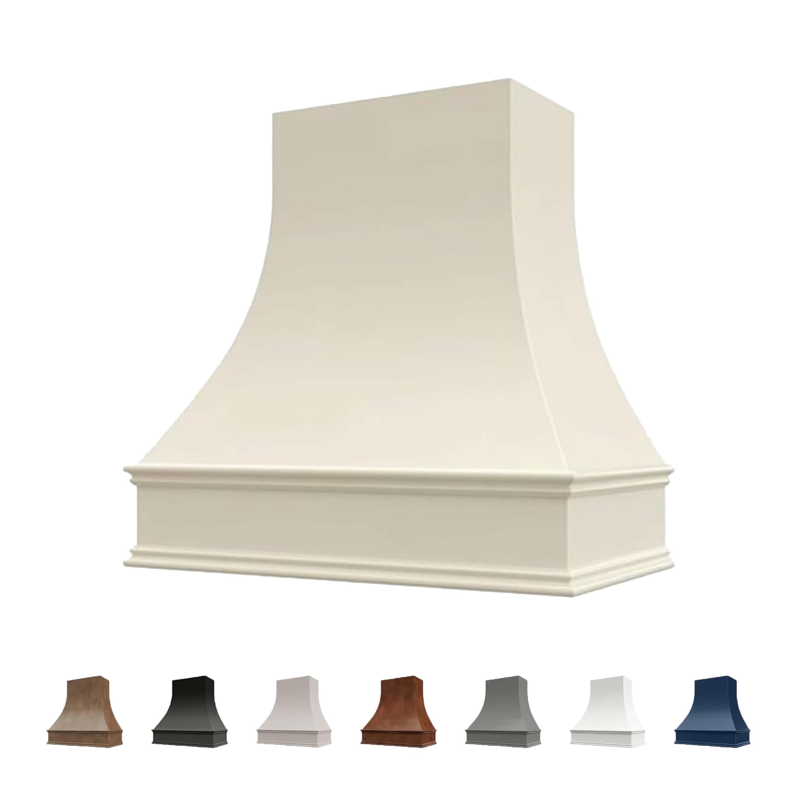 Antique White Range Hood Cover, Curved Front, 37.5"W x 36"H