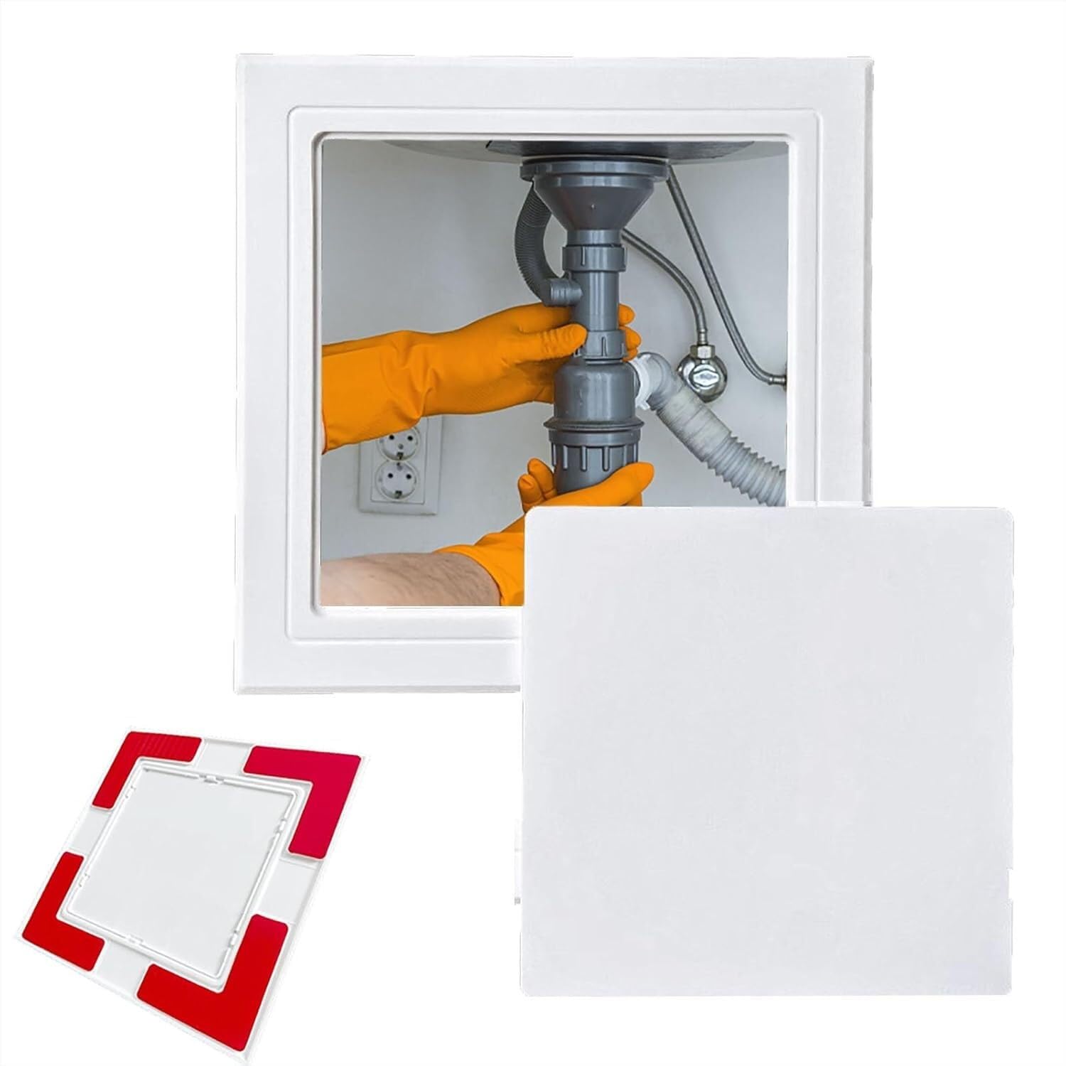 Kanduo White Plumbing Access Door Access Panel Self Adhesive Plumbing Cover Plates For Shower, Square Access Door Panel(,200X200mm/7.8X7.8in)