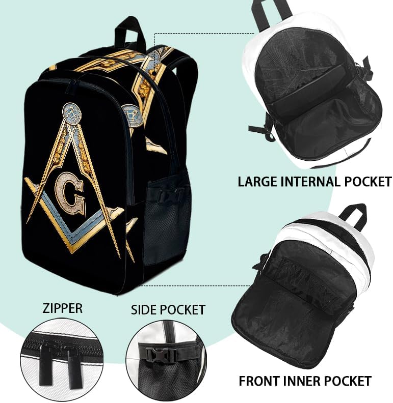 Master Masonic Backpack With Adjustable Straps Multi-Functional Daypack For Laptop, Travel, Hiking & Daily Use