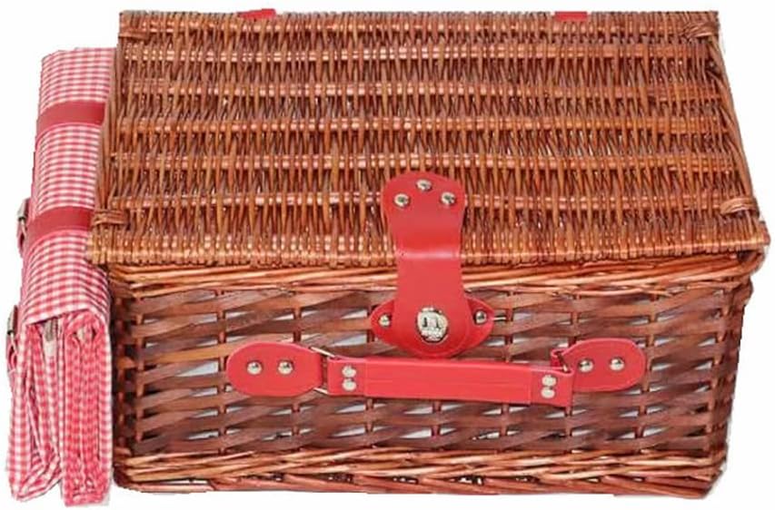 Picnic Basket for 4 -Willow Picnicr Basket with Handle,Waterproof Blanket,& Utensils, for,Christmas,Anniversary,Wedding,Valentines,Mothers Day,Business and Corporate