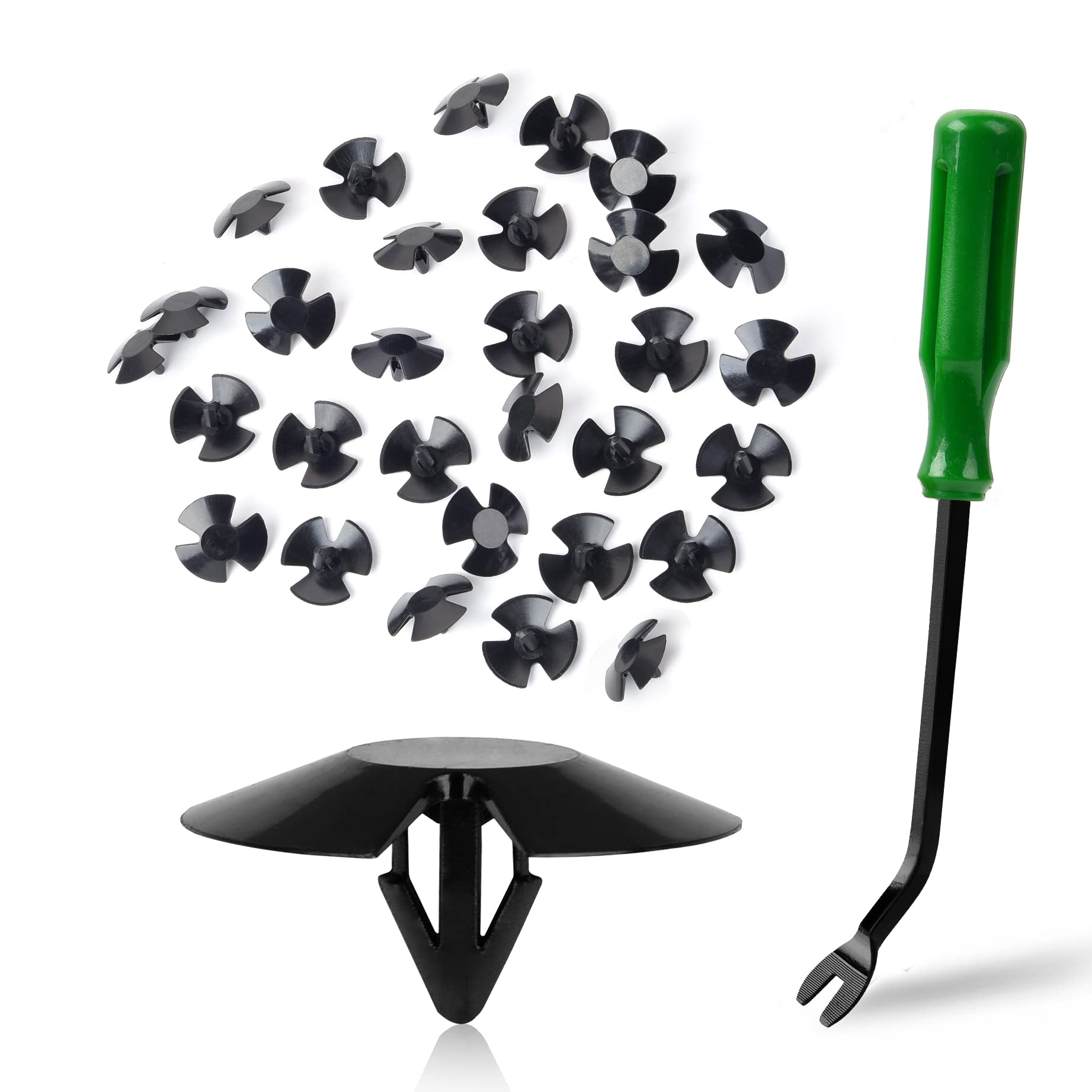 Car Hood Insulation Retainer Clips 30Pcs Automotive Push Pins Replace OEM 4878883Aa Lh Lhs for Dodge Ram Jeep Chrysler Nissan with 1Pc Fastener Remover