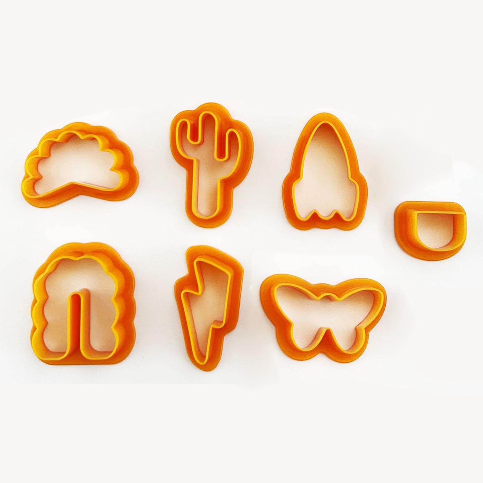 Juego de 5 cortadores de arcilla con formas geométricas para arete, de polímero, accesorios de arcilla naranja, naranja, 25 piezas, 15 x 10,5 x 4 cm