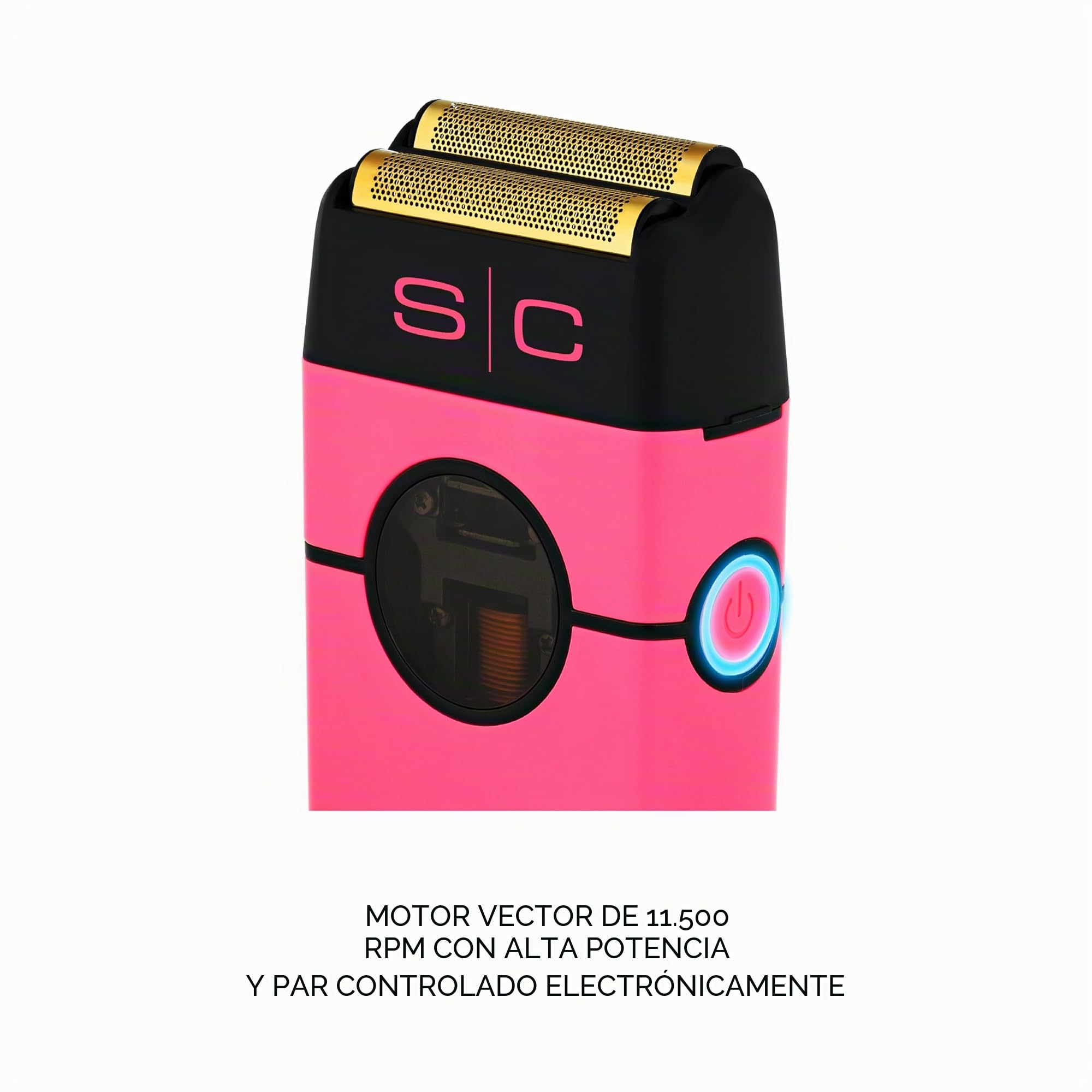 Stylecraft Instinct Afeitadora Eléctrica Profesional para Hombre by Gamma Più, Barba y Pelo, 150 min Autonomía Sin Cable, Maquinilla de Afeitar de Viaje, Cable USB Tipo C, Cuerpo Metálico (Rosa)
