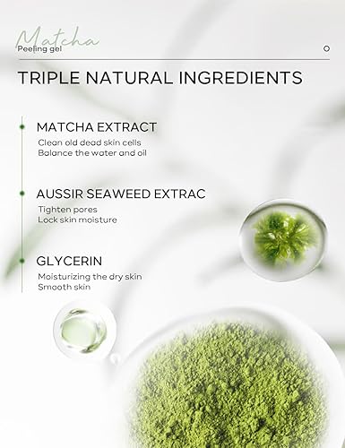 Miniatura 4 de 1 gel pelador matcha, gel de limpieza profunda para cara y cuerpo, elimina la piel muerta y suaviza la piel, gel exfoliante, 2.16 oz