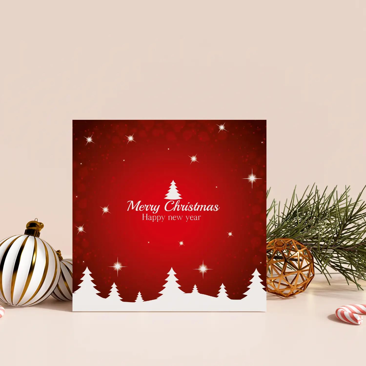 Lot de 30 cartes de Noël de qualité supérieure avec enveloppe - 14,8 x 14,8 cm - Cartes pliantes pour entreprises - Cartes de vœux pour Noël