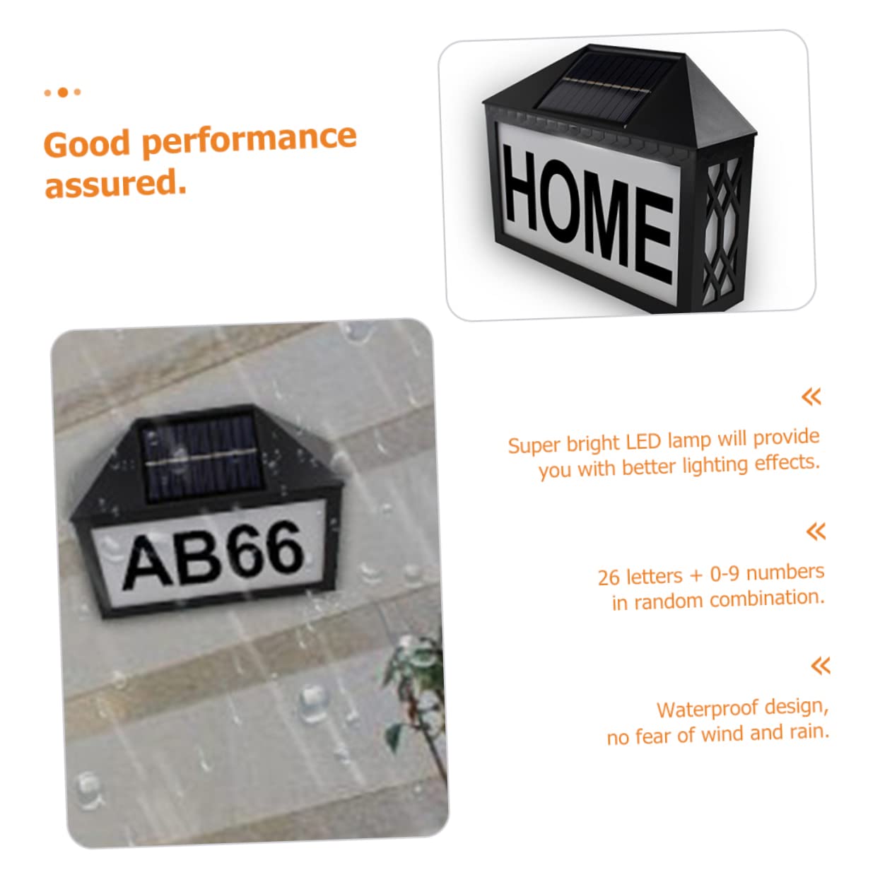 Solar Hausnummernschild mit LED Leuchte 3w Schwarz Ip55