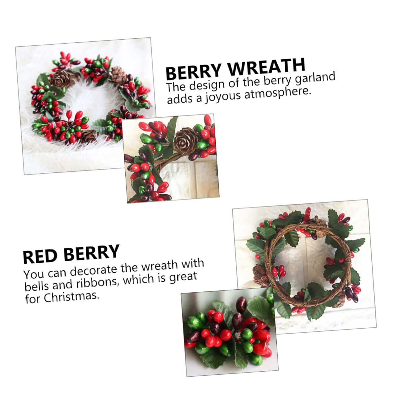 STOBAZA 4pcs Handmade Artificial Berry Garland for Christmas Candle Decorations Festive Door Decor Simulated Berries for Holiday Centerpieces and Craft Projects