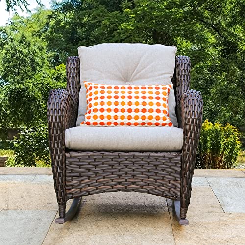 HAPLIFE Patio Rattan Rocking Chair Club Rocker Wicker Outdoor Furniture