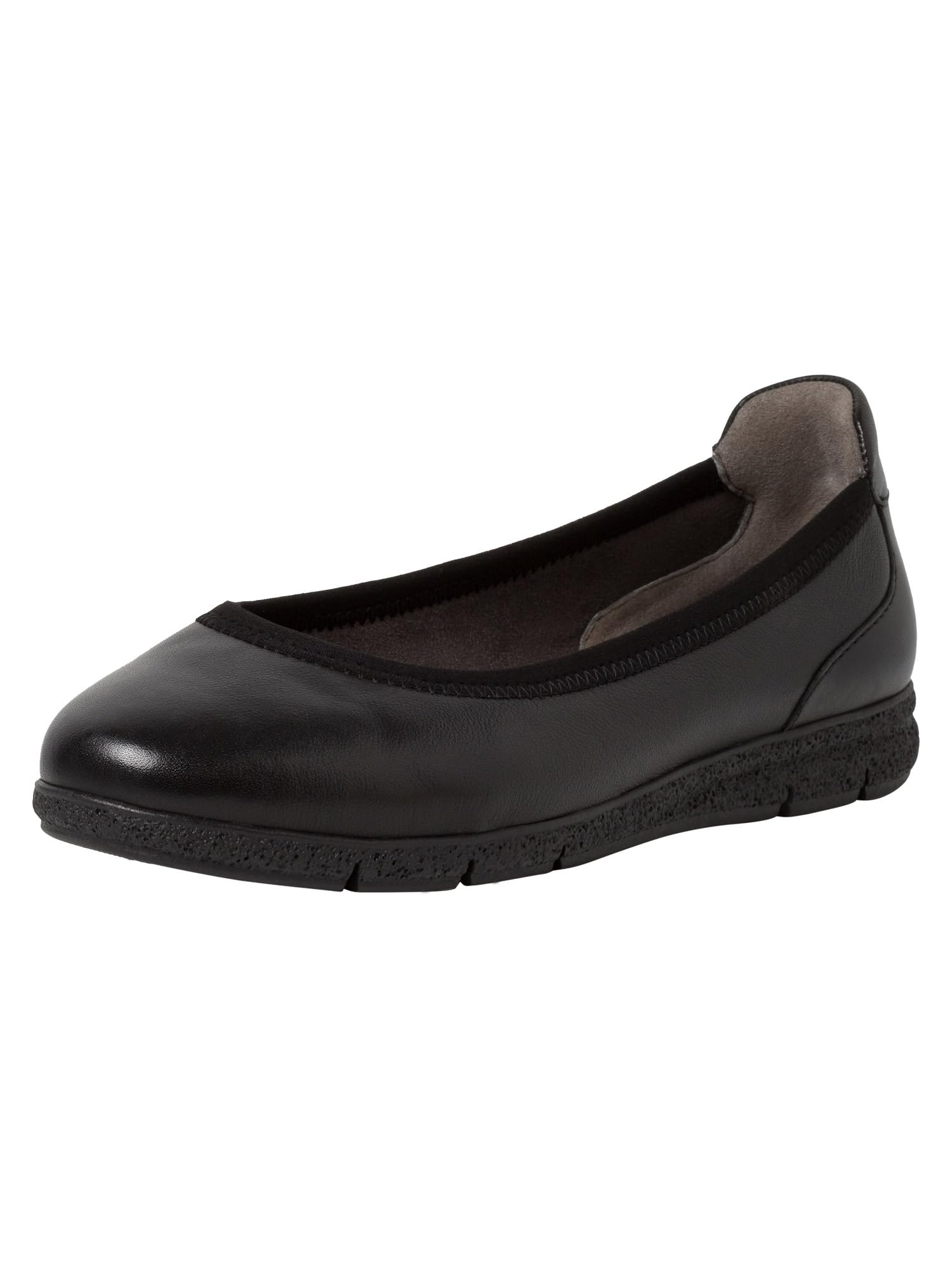 Tamaris Comfort Women’s Leather Ballerinas Classic Comfort Fit , Black, 6,5 UK