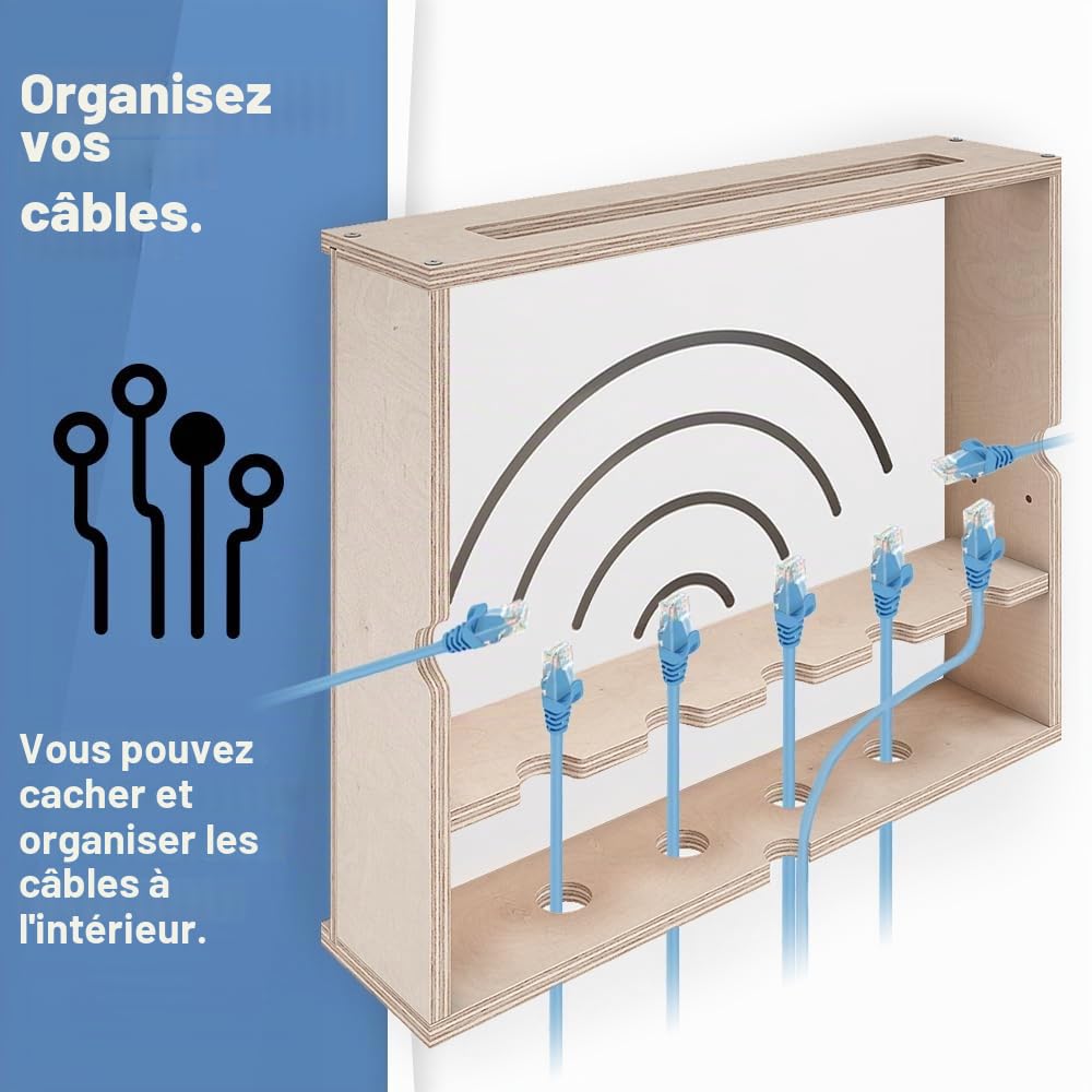 MOE UHANE Cache-routeur WiFi, Cache routeur, étagère pour routeur avec Cache Coulissant, Organisateur d’Espace pour routeur, boîte pour Modem et routeur, boîtier routeur, Montage Mural
